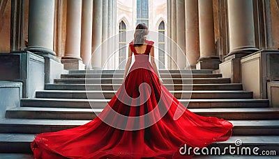 blonde woman in red dress walking up stairs suitable as cover or background Walking Up Stairs, Beautiful Blonde Hair, Pop Art Girl, Red Dress Women, Pink Bride, Colorful Birthday, Blonde Women, Blonde Beauty, Dress Cover