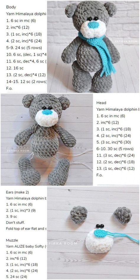 Bear Patterns Free, Crochet Bear Patterns, Crochet Teddy Bear Pattern, Crochet Mignon, Crochet Geek, Confection Au Crochet, Bear Crochet, Crochet Plush, Pola Amigurumi