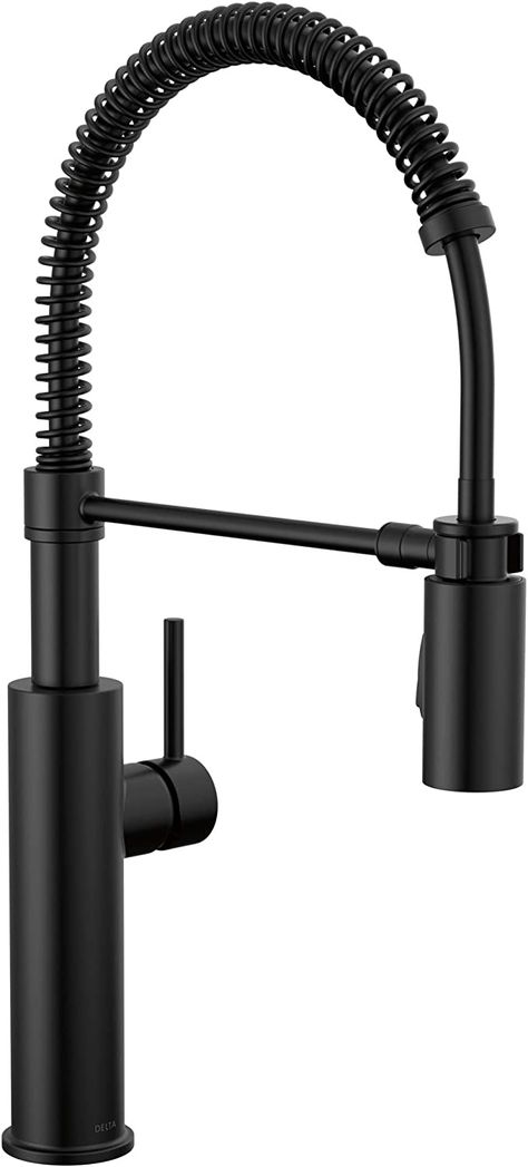 Delta Faucet Antoni Black Kitchen Faucet with Pull Down Sprayer, Commercial Style Kitchen Sink Faucet, Faucets for Kitchen Sinks, Single-Handle, Magnetic Docking Spray Head, Matte Black 18803-BL-DST Black Faucet Kitchen, Commercial Style Kitchen, Delta Kitchen Faucet, Brushed Nickel Kitchen Faucet, Faucets Kitchen, Touchless Kitchen Faucet, Matte Black Faucet, Black Faucet, Black Kitchen Faucets