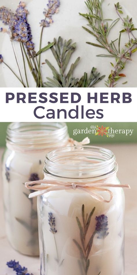 Diy Herb Candles, Homemade Candle Recipes, Rosemary Candles, Candle Diy Mason Jar, Candle Making Recipes, Herbal Candles, Herb Candles, Diy Candles Homemade, Homemade Scented Candles