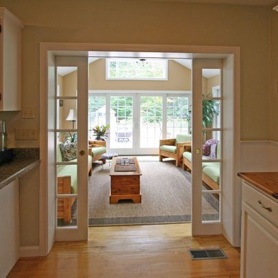 Love the pocket doors Sunroom Windows, Cozy Sunroom, Family Room Addition, 4 Season Room, Four Seasons Room, Sunroom Addition, Bedroom Addition, Sunroom Decorating, Sunroom Designs