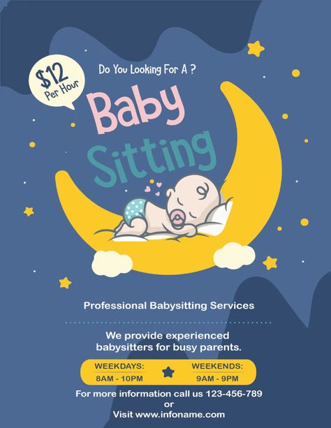 Download our Moonlit Dream Babysitting Services Template available in various formats, including Word, Adobe, and Google Slides!   Designed by @wordlayouts Babysitting Flyers, Busy Parents, Google Slides, Slides, Parenting, Quick Saves