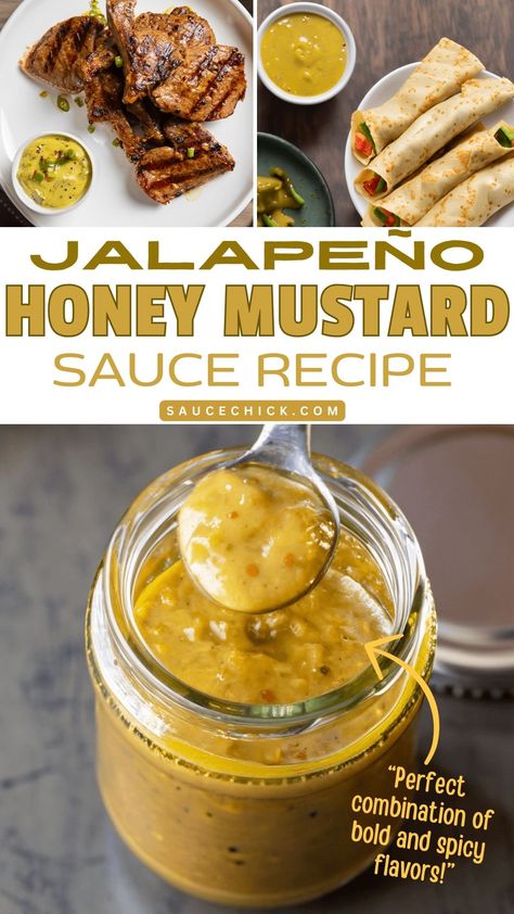 Jalapeño Honey Mustard Sauce Honey Jalapeño Butter, Jalapeño Honey, Honey Mustard Dressing Recipe, Mustard Dressing Recipe, Honey Mustard Sauce Recipe, Mustard Sauce Recipe, Honey Mustard Recipes, Homemade Hot Sauce, Jalapeno Sauce