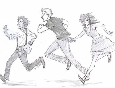 Leo, Jason, and Piper Burdge Bug, Running Drawing, Render People, Running Pose, The Lost Hero, Seaweed Brain, Percy Jackson Fan Art, Kane Chronicles, Leo Valdez