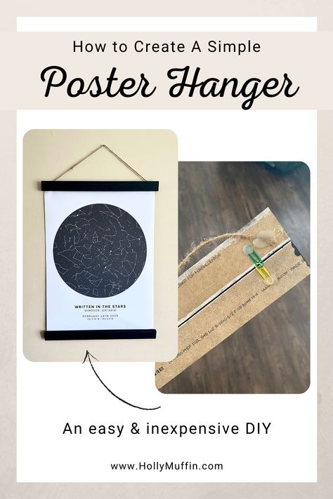 Poster Clips Hanging, Diy Hanger Frame, Diy Magnetic Poster Hanger, Hanging Posters Without Frames, Hang Posters Without Frames, Poster Hanging Ideas, Poster Hanger Diy, Diy Poster Frame, Large Poster Frames