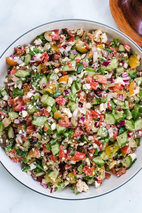 Mediterranean Chopped Salad - Have Butter Will Travel Simple Chopped Salad, Salad Mix Ideas, Micro Chop Salad, Vegetarian Chopped Salad, Micro Chopped Salad, Chopped Salad Meal Prep, Chopped Salad Sandwich, Summer Chopped Salad, Mediterranean Salad Recipes