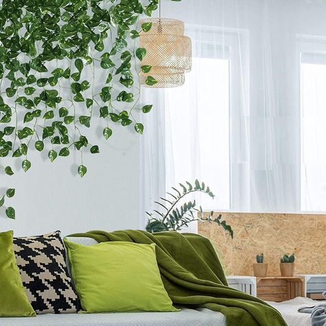 Spruce up your decor with Artifical Vines! These are perfect for decorating your dorm or home #homedecor#dorm#homedesign#home Money Plant Decor, Indoor Vines, Fake Vines, Wall Trellis, Jungle Theme Parties, Plant Wall Decor, Ivy Leaves, Fake Money, Hanging Vines