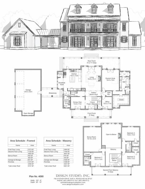 Two Story Porch, Colonial Home Floor Plans, French Country Floor Plans, Colonial Floor Plans, Second Story Porch, Retirement House Plans, Farmhouse Layout, Country Floor Plans, Office Safe