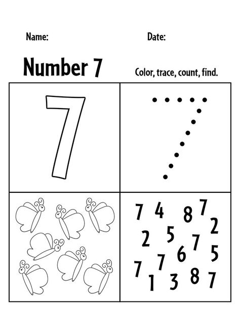 Print your Free Number 7 Printables for Preschool! Number 7 Tracing Page | Number 7 Coloring Page | Number 7 Worksheets for Preschool Number 7 Worksheets For Preschool, Number 7 Worksheet, Number Worksheets For Preschool, Fall Worksheets, Alphabet Crafts Preschool, Preschool Tracing, Free Preschool Worksheets, Tracing Worksheets Preschool, Worksheets For Preschool