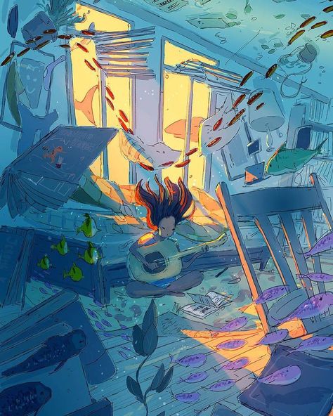 Pascal Campion on Twitter: "Way past. #pascalcampion https://t.co/gxPkdFZW03 https://t.co/0eIvWt7tj2" Underwater Room, Photowall Ideas, 3d Karakter, Pascal Campion, Arte Inspo, Chiaroscuro, Scenery Wallpaper, Anime Scenery, Pretty Art