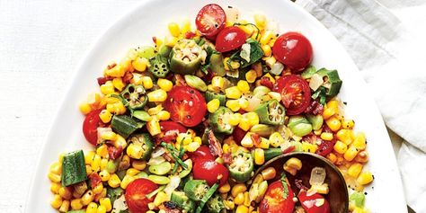 Best-Ever Succotash Recipe | Southern Living Crockpot Cowboy Casserole, Cowboy Casserole Recipe, Succotash Recipe, Cowboy Casserole, Okra Recipes, Potato Toppings, Mild Italian Sausage, Summer Veggies, Vegan Dinner