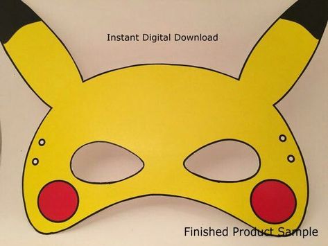 Pikachu Mask, Origami Pikachu, Pokemon Party Supplies, Pokemon Printables, Pokémon Birthday, Printable Mask, Coloring Mask, Mask Printable, Pokemon Diy