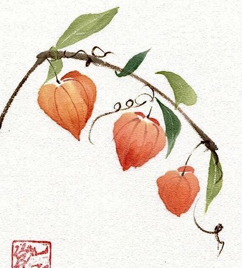 Chinese New Year Flower, Sumi E Painting, Watercolor Flowers Tutorial, Watercolor Tips, Chinese Brush Painting, Diy Watercolor Painting, Chinese Lanterns, Watercolor Art Lessons, Diy Watercolor