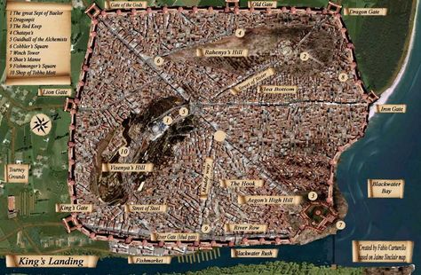 Kings landing layout King's Landing Map, Westeros Game Of Thrones, Fictional Places, Game Of Thrones King, Game Of Thrones Westeros, Kings Landing, King's Landing, Cersei Lannister, Fantasy City