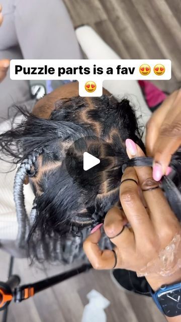 4M views · 188K likes | Nastacia Brady💕🇯🇲🇺🇲 on Instagram: "Would you try puzzle parts? 🧩🧩🧩 I absolutely would 😍 #puzzle #puzzlelover #puzzletime #puzzleparts #puzzlebraids #knotlessbraids #largeknotlessboxbraids #braiding #nas_thestylist #protectivestyles" Puzzle Part Knotless Braids, Puzzle Piece Parts In Braids, Puzzle Piece Braids, Parting Hair, Weave Ponytail, Cute Braided Hairstyles, Stitch Braids, Hair Vendor, Braid Tutorial