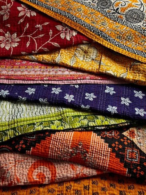 The Common Thread Katha Stitch, Sari Quilt, Beaded Beads, Indian Textiles, Vintage Kantha Quilts, Kantha Throw, Colour Board, Vintage Kantha, Fabulous Fabrics