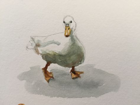 Watercolour Ducks Watercolor Painting, Two Ducks Drawing, Ducks Sketch, Watercolour Ducks, Duck Drawing Sketches, Cute Duck Painting, Geese Watercolor, Cute Duck Art, Duck Watercolor Painting