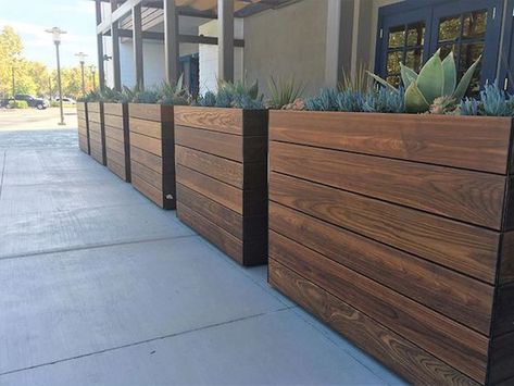 Tall Planter Boxes, Large Wooden Planters, Diy Planters Outdoor, Commercial Planters, Outdoor Planter Boxes, Large Outdoor Planters, Rectangle Planters, Upcycled Wood, Cedar Planters