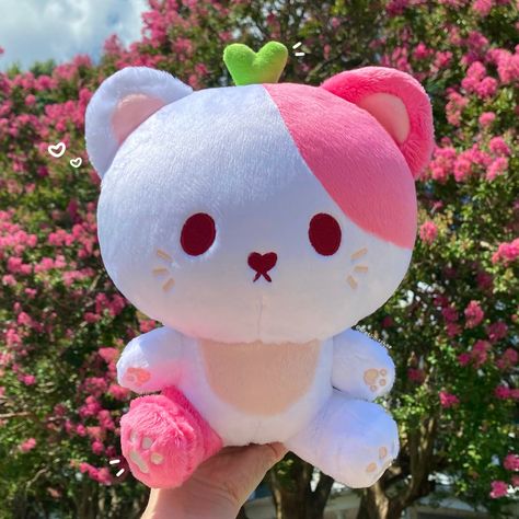 CreamBerry is our new plush that's about 9 inches tall and a cat-sized strawberry 🍓She's made of super soft crystal velvet fabric, with embroidered details. She's the sweetest pal to spend your days with and can't wait to be your new friend.   Adopt her today on Kickstarter by clicking the link! ✨ Hello Kitty Strawberry, Strawberry Cat, Unorganized Idea, Handmade Plushies, Cute Slippers, Kawaii Plush, Anime Pixel Art, Kawaii Plushies, Plush Toy Dolls