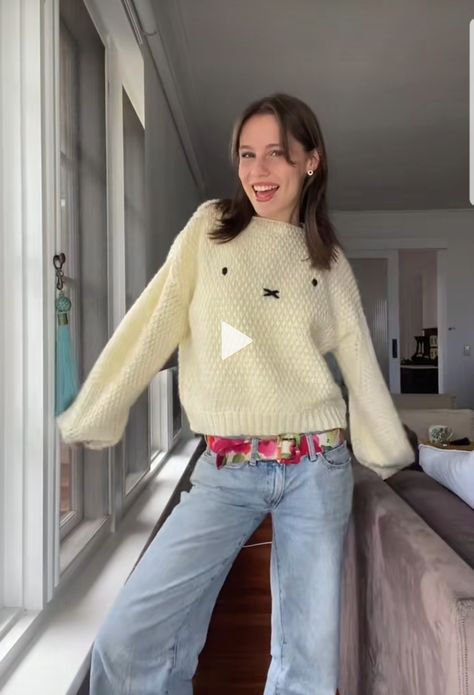 Miffy Aesthetic Outfit, Free Miffy Crochet Pattern, Aesthetic Crochet Sweater Ideas, Miffy Sweater, Miffy Costume, Miffy Diy, Miffy Outfit, Miffy Clothes, Aesthetic Crochet Sweater