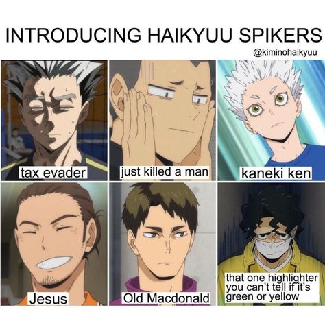 haikyuu memes funny Tokyo Ghoul Funny, Haikyuu Memes, Kagehina Cute, Haikyuu Meme, Slayer Meme, Volleyball Anime, Haikyuu Wallpaper, Haikyuu Funny, Cool Anime Guys