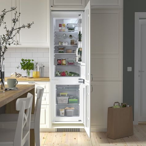 Fridge In Kitchen, Integrated Refrigerator, Vegetable Drawer, Kitchen Plants, Ikea Ireland, Integrated Fridge Freezer, Fridge Door, Integrated Fridge, Organization Furniture