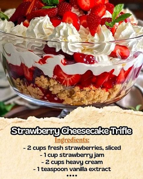 Strawberry Cheesecake Trifle, Daily Yum, Easy Fruit Salad Recipes, Recipes Strawberry, Cheesecake Trifle, Fruit Salad Easy, Yum Recipes, Fruit Salad Recipes, Strawberry Cheesecake