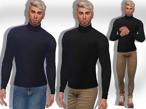 Sims 4 Turtleneck Male, Sims Turtleneck, Sims 4 Cold Weather Cc, Sims4 Outfits, Sims 4 Clothing Sets, Male Sims, Turtle Neck Shirt, Cc Mods, Sims 4 Mm Cc