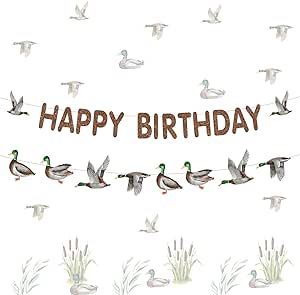 Hunting Themes, Duck Birthday, Mallard Duck, Happy Birthday Banner, Duck Hunting, Self Design, Mallard, Happy Birthday Banners, Outdoor Party