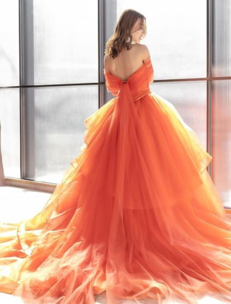 Orange Princess Dress, Princess Dress Aesthetic, Orange Gown, Wedding Scene, Dress Aesthetic, Dress Yellow, Yellow Dress, Princess Dress, Pastel