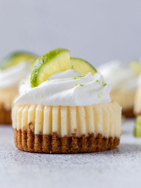 Mini Key Lime Cheesecake – Cookin' with Mima Healthy Key Lime, Key Lime Cheesecake Recipe, Fit Mitten Kitchen, Key Lime Cheesecake, Lime Cheesecake, Classic Cheesecake, Cheesecake Cupcakes, Lemon Slices, Mini Cheesecakes