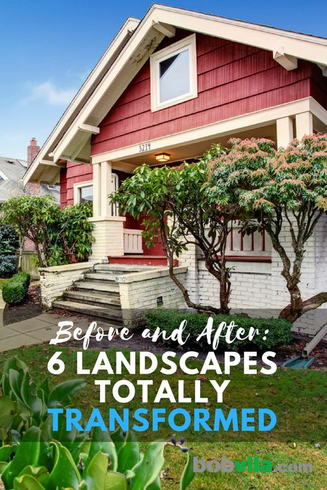 Curb appeal makes a big difference! Check out these 6 incredible landscape transformations. Landscaping Transformations, Landscape Transformation, Yard Crashers, Simple Deck, 1960s House, Landscape Curbing, Closet Layout, Room Paint Colors, Room Renovation