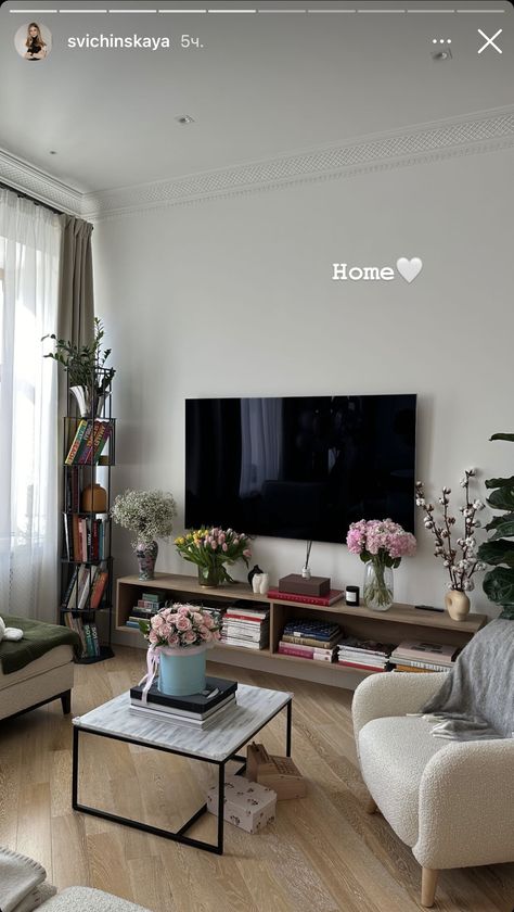 Scandi Home Aesthetic, Tv Console Aesthetic, Mini Room Ideas, Fall Cozy Home, Condo Living Room, Dream Apartment Decor, College Apartment Decor, Apartment Decor Inspiration, Cute Home Decor