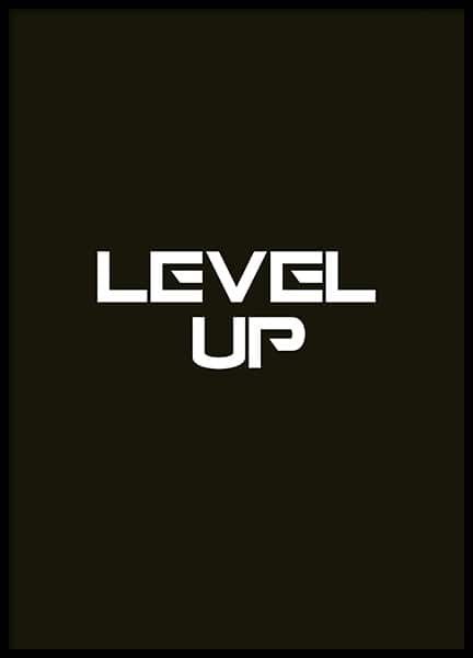 Level Up Poster Up Poster, Text Poster, Auto Poster, Gaming Posters, Teen Art, Gallery Wall Inspiration, Gold Poster, Poster Store, Online Posters