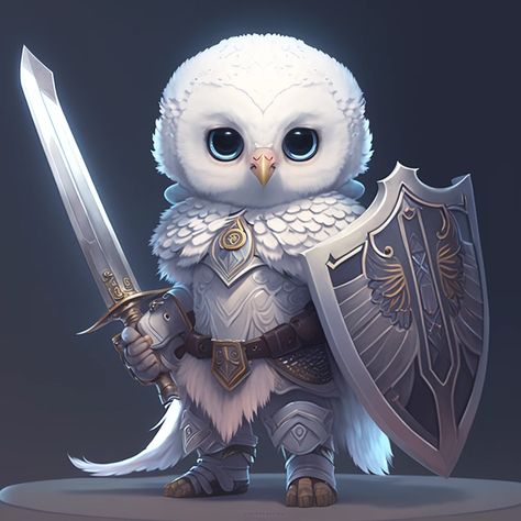 Midjourney prompt: humanoid snowy owl paladin, chibi, - PromptHero Owling Dnd Art, Dnd Owlin Character Art, Owl Humanoid, Owling Dnd, Owl Knight, Cleric Beast, Owl Warrior, Owl Person, Elven Kingdom