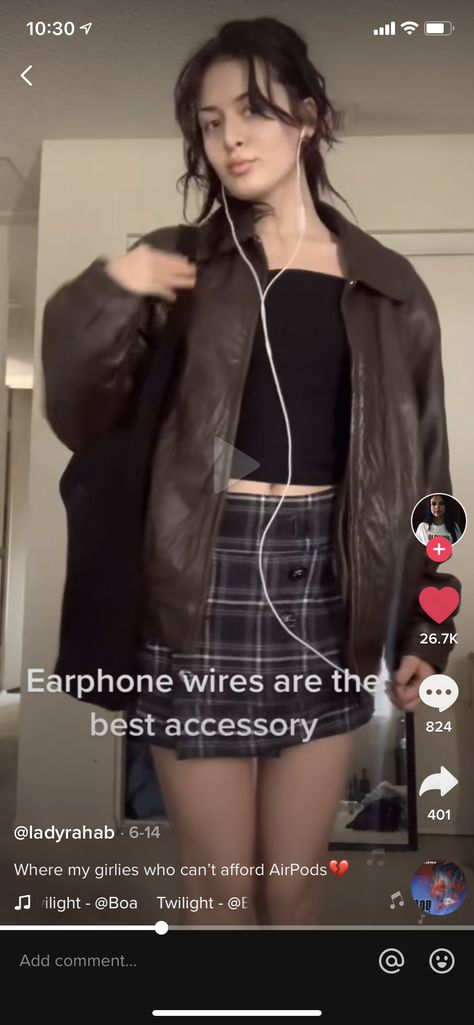 Wired Earphones Outfit, Wired Earphones, Earphones Wire, Fashion Inspo Outfits, Fashion Inspo, Leather Jacket, Leather, Quick Saves