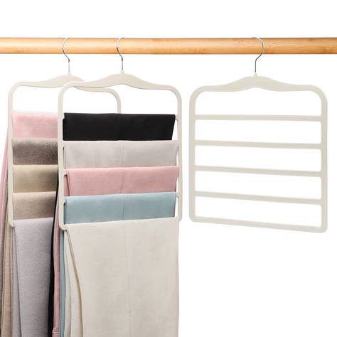 Essentials For College, Pants Organization, Hanger Closet, Maximize Closet Space, Pants Hangers, College Dorm Room Essentials, Dorm Organization, Space Saving Hangers, Girls Dorm Room