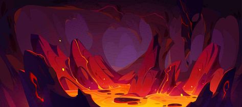 Game background of hell with lava in rock cave Lava Background Concept Art, Lava Environment Concept Art, Lava Cave Concept Art, Lava Concept Art, Hell Concept Art, Cave Texture, Lava Illustration, Cave Concept Art, Lava Background