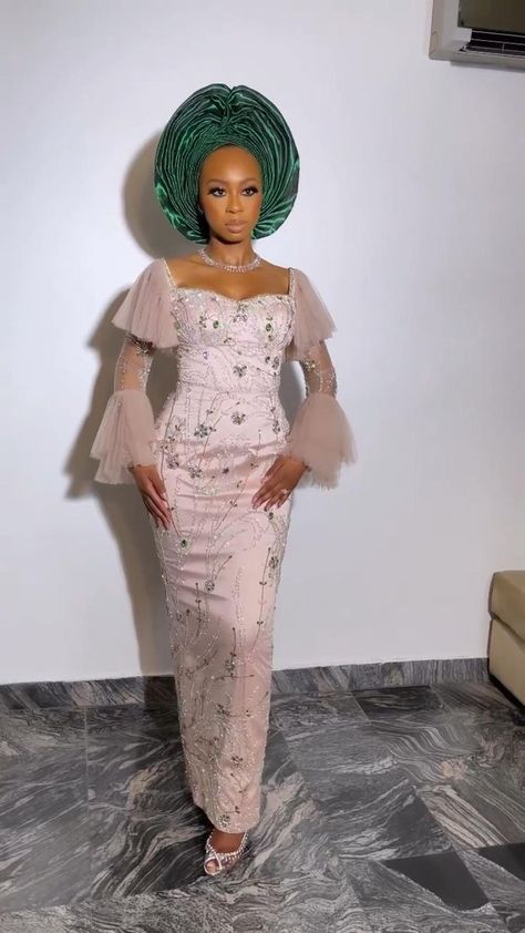 Tolu is an elegant Iyawo for her Igbeyawo 😍| Yorùbá Weddings | African dress, Nigerian lace styles dress, African attire Beautiful Lace Gown Styles, Styles For Slim Ladies, Lace Gown Styles Nigerian, Lace Styles For Wedding, Nigerian Lace Dress, Aso Ebi Lace Styles, Nigerian Lace Styles Dress, Nigerian Lace Styles, African Lace Styles