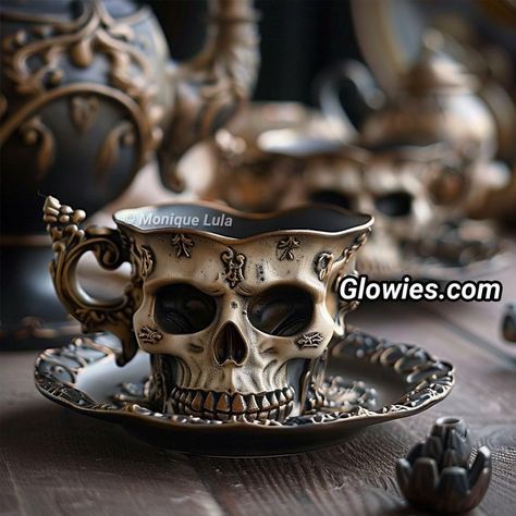 Skull Teacup, Haunted House Inspiration, Skull Furniture, Witchy House, Gothic Culture, Gothic Furniture, Horror Decor, Dark Home Decor, Goth Home