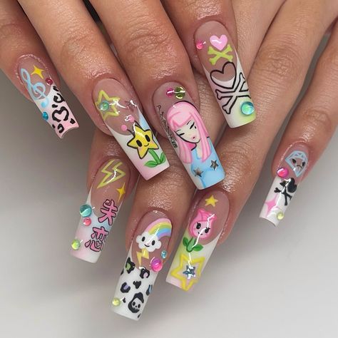 Y2k Women, Inspired Nails, Really Cute Nails, Nails Only, Unique Acrylic Nails, Kawaii Nails, Fire Nails, Dream Nails, Funky Nails