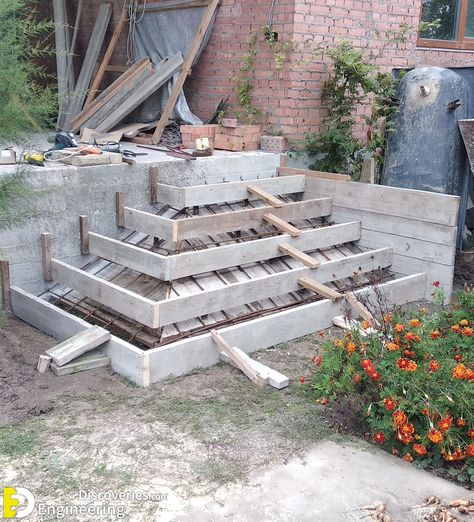 How To Construct RCC Concrete Stairs | Engineering Discoveries Concrete Stairs, Poured Concrete, Concrete Cement, Outdoor Gardens Design, Learning Platform, Reinforced Concrete, Construction Site, Civil Engineering, Bars For Home