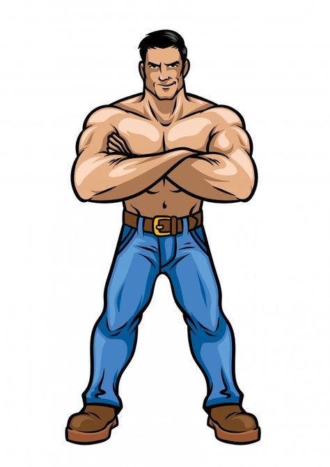 Man with muscle body crossed the hand po... | Premium Vector #Freepik #vector #man #sport #fitness #gym Muscle Man Illustration, Body Builder Art, Muscle Cartoon, Arm Drawing, Cartoon Body, Animated Man, Man Vector, Man Illustration, Muscle Body