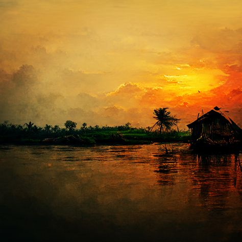 Made this Watercolour landscape through midjourney bot by giving the prompt of ‘Landscape of Bangladesh, River, Lifestyle, 8k, watercolour’ Bangladesh Painting, Bangladesh Landscape, Islamic Art Canvas, Watercolour Landscape, Free Art Prints, Watercolor Landscape, Free Art, Acrylic Art, Islamic Art