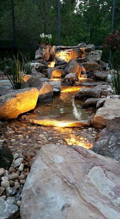 Small Garden Waterfalls, Backyard Waterfall, Kolam Air, Kolam Koi, Backyard Ponds, Fountains Backyard, Garden Waterfall, Pond Waterfall, Pond Landscaping