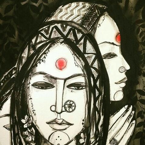 Indian Contemporary Art, Women Painting, Modern Art Paintings Abstract, Beautiful Art Paintings, Funny Photo, Madhubani Art, Art Painting Gallery, Indian Folk Art, Madhubani Painting