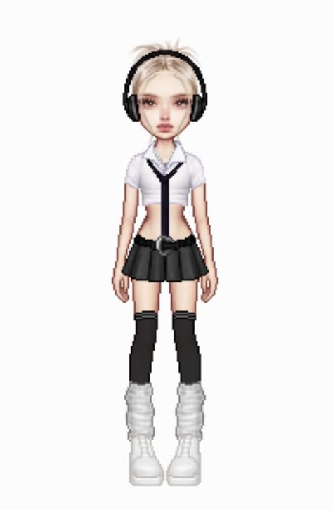 Everskies White Outfit, Y2k Everskies, Animated Fashion, Lily Diary, Monster High Clothes, Uniform Ideas, Emo Girl Hairstyles, High Clothes, Emo Makeup