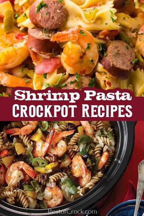 Crockpot Shrimp Recipes Crock Pots, Crockpot Shrimp Pasta, Shrimp Crockpot Recipes, Pasta Recipes Crockpot, Pasta Recipes With Shrimp, Crockpot Shrimp Recipes, Crockpot Seafood Recipes, Shrimp Crockpot, Slow Cooker Seafood