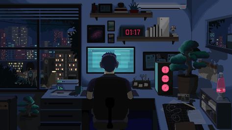 fbc6f31bd3b84159470b973aca7e0f97.gif (1920×1080) Lo Fi Gif, Lofi Animation, Notion Board, Pixel Life, Pixel Art Landscape, Pixel Art Background, Pixel Animation, Arte 8 Bits, 8bit Art