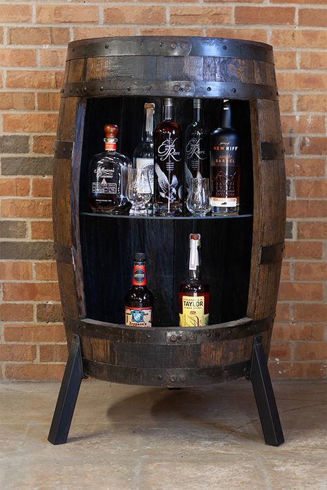 Liquor Cabinets - Antioch Barrel Bar Lounge Room, Wine Barrel Bar, Barrel Bar, Barrel Table, Bourbon Barrel, Glass Shelf, Wine Collection, Whiskey Barrel, Your Amazing